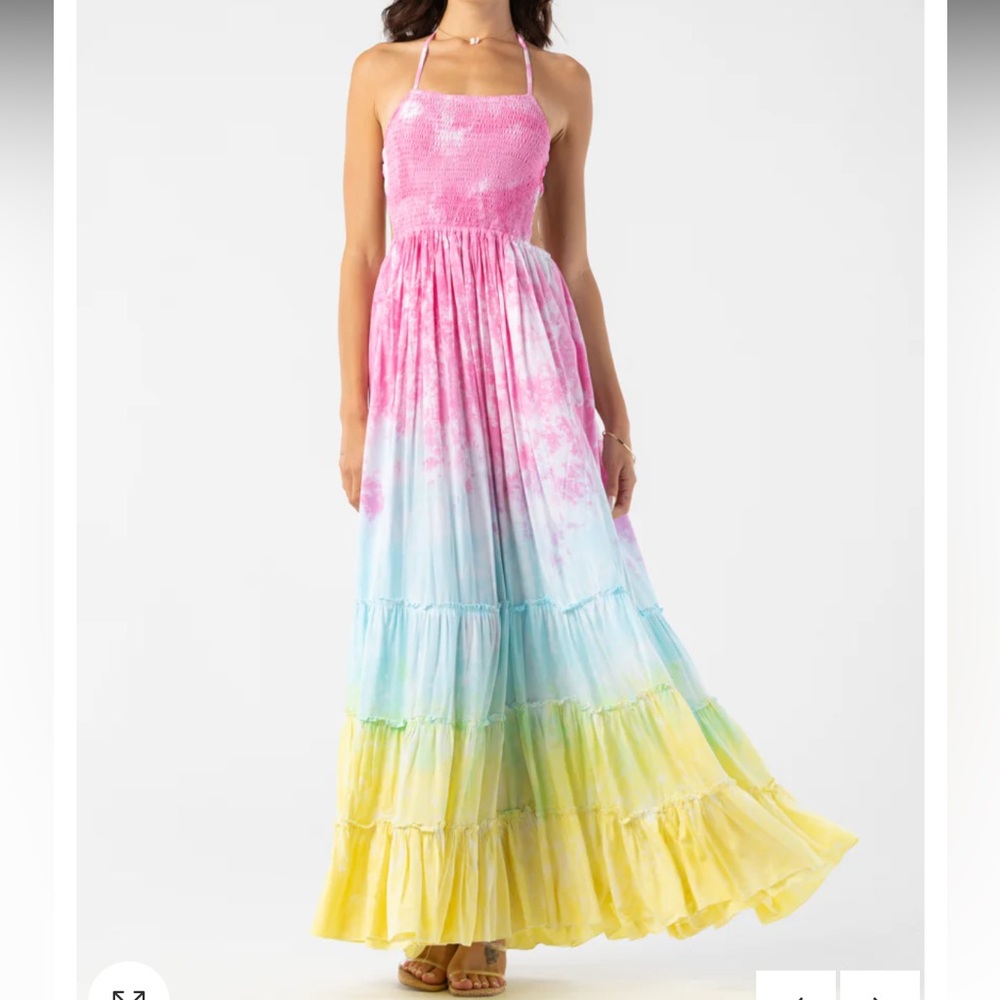 Tiare Hawaii NAIA Maxi dress ONE SIZE Pink Aqua Yellow